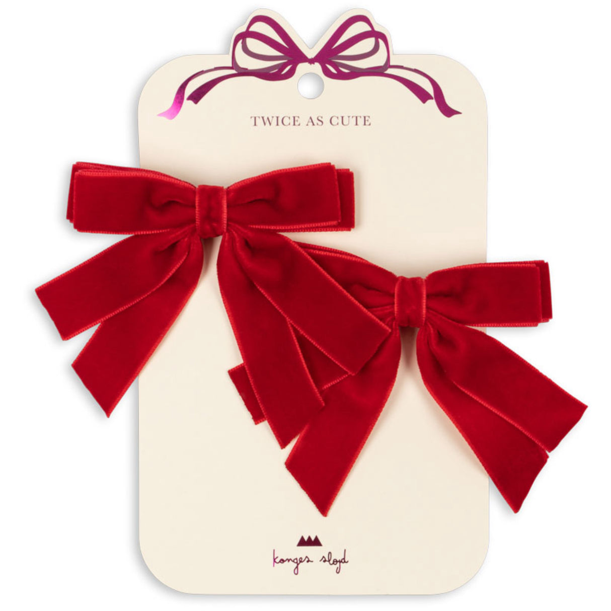 Konges Sløjd Barbados Cherry 2 Pack Velvet Double Bow Hair Clips