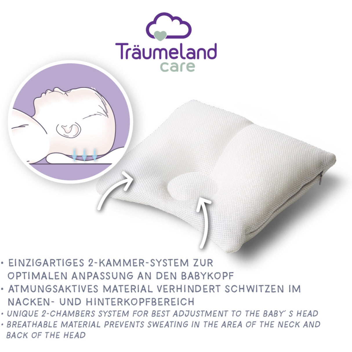 Träumeland White Pillow Carefor Maxi (From 6 To 18 Months)