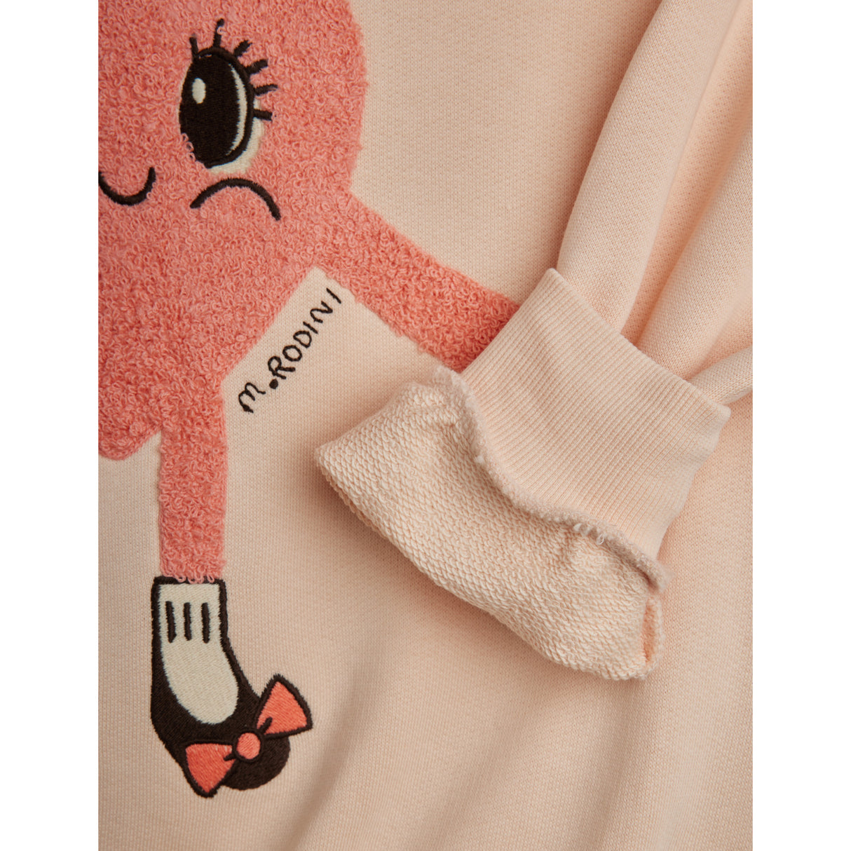Mini Rodini Pink Heart In Shoes Chenille Sweatshirt