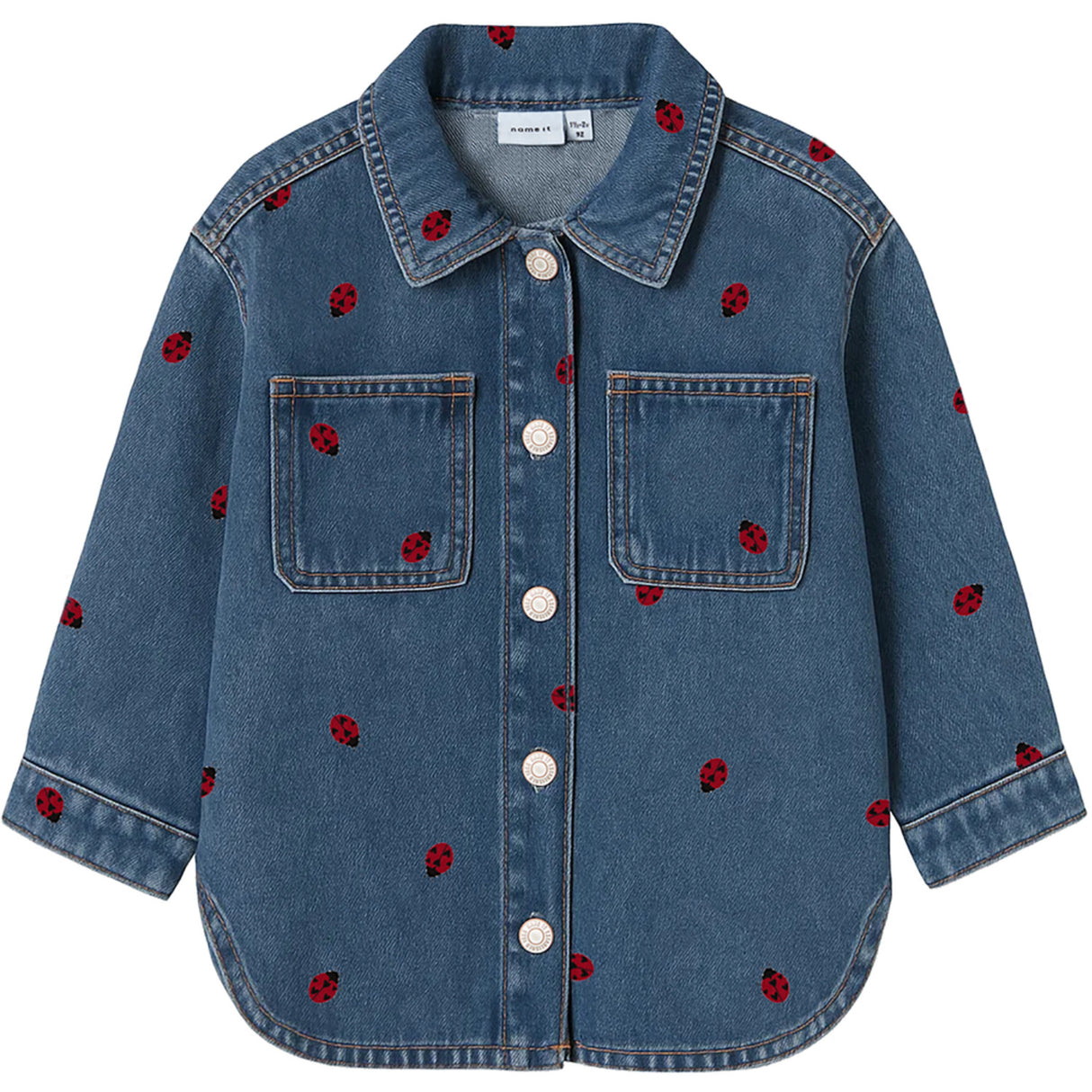 Name It Medium Blue Denim Lady Bug Nmfnina Emb Denim Jacket 3285-Za D