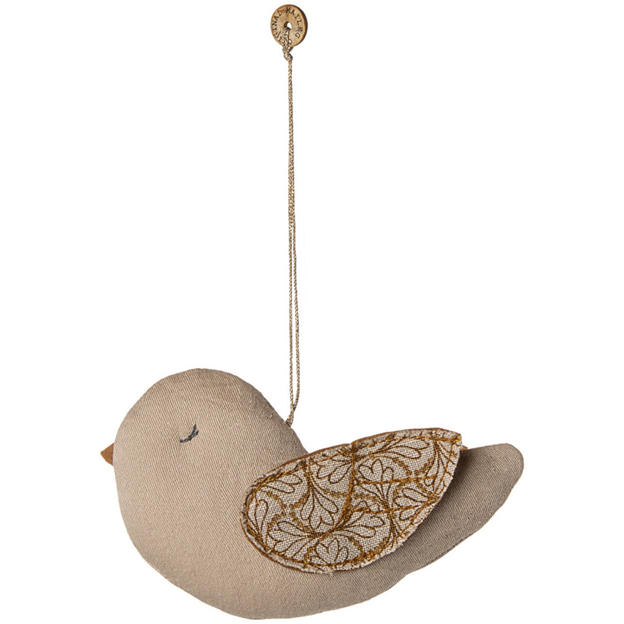 Maileg Fabric Ornament, Fugl - Vinter Hjerte - Sand