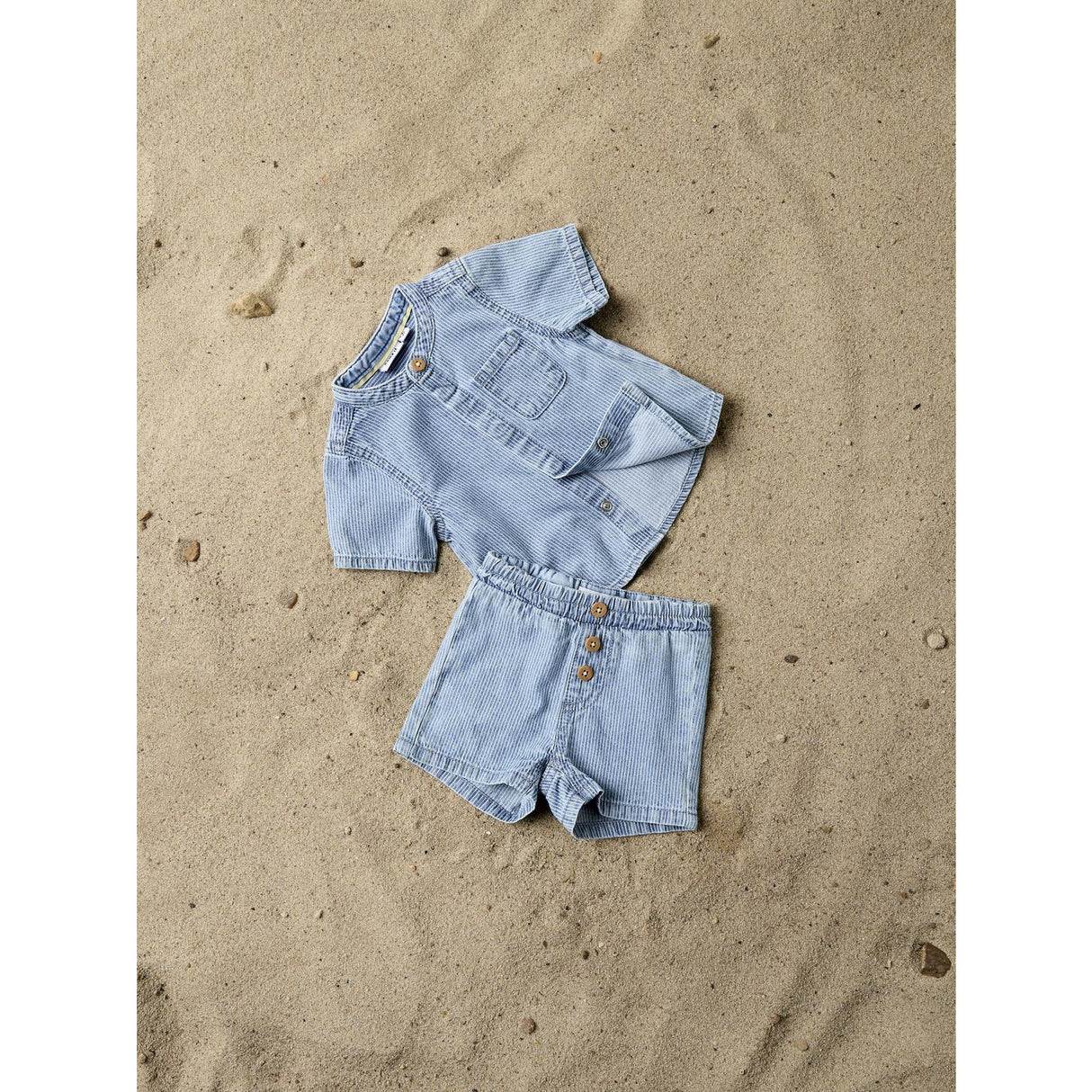 Name It Light Blue Denim Nbmryan Stripe Dnm L Shorts 1910-Ip H