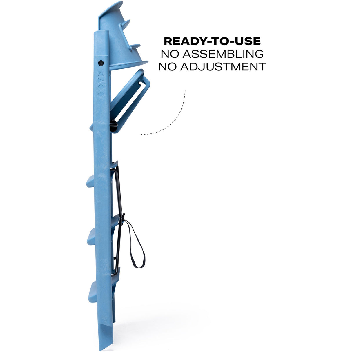 KAOS Swedish Blue Klapp High Chair Recycled With KLAPP® Safety Rail & Tray Bundle