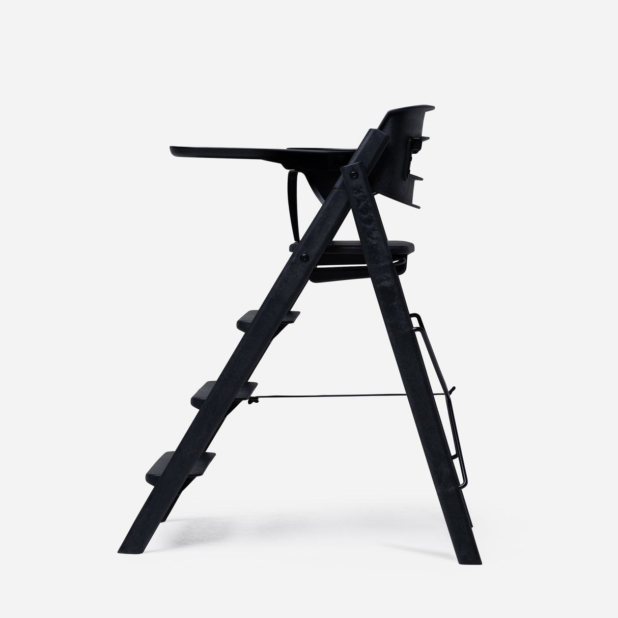 KAOS Charcoal Black Klapp High Chair Recycled With KLAPP® Safety Rail & Tray Bundle