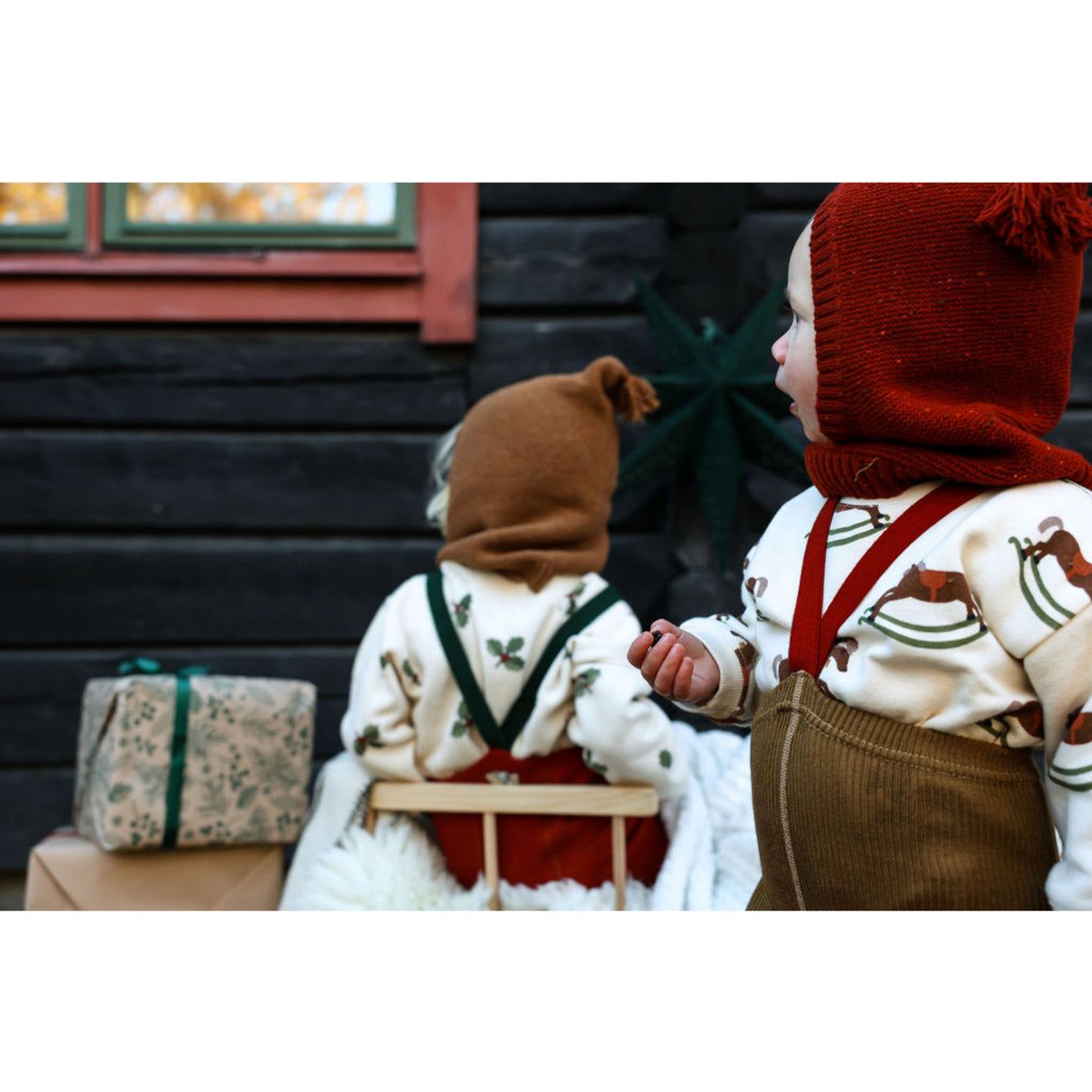 Silly Silas Acorn Brown With Maple Leaf Footed Tights Christmas Edition