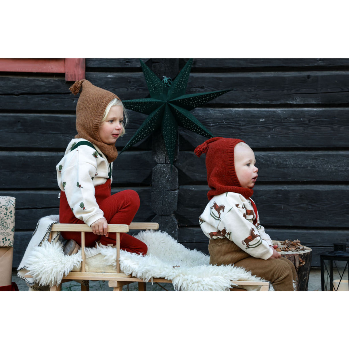 Silly Silas Maple Leaf With Dark Forest Green Footless Tights Christmas Edition