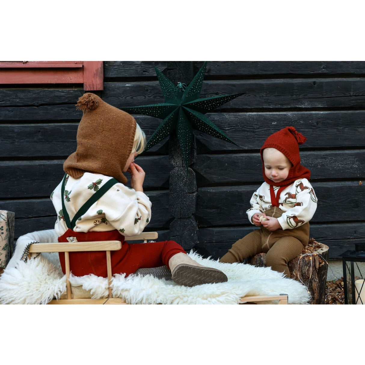 Silly Silas Maple Leaf With Dark Forest Green Footless Tights Christmas Edition