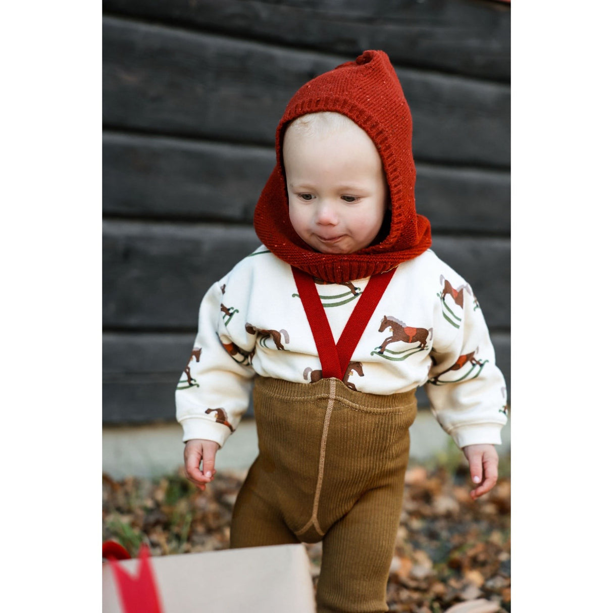 Silly Silas Acorn Brown With Maple Leaf Footed Tights Christmas Edition