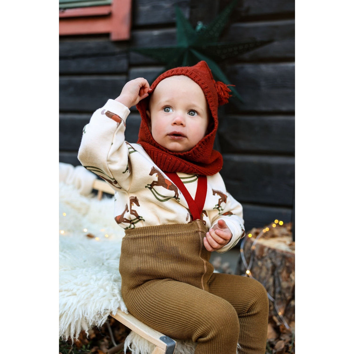 Silly Silas Acorn Brown With Maple Leaf Footed Tights Christmas Edition