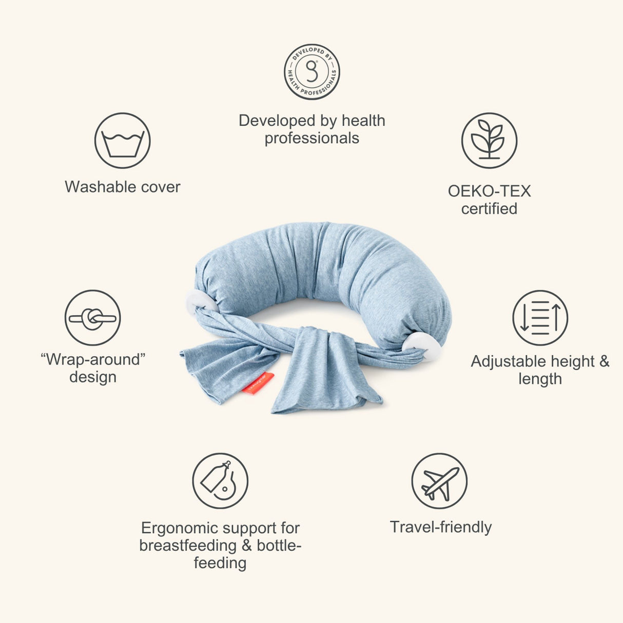 bbhugme Blue/Melange Nursing Pillow
