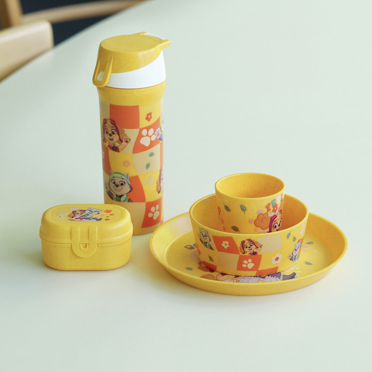 Koziol Organic Honey Yellow Small Plate + Bowl + Cup Connect Grow Paw Patrol
