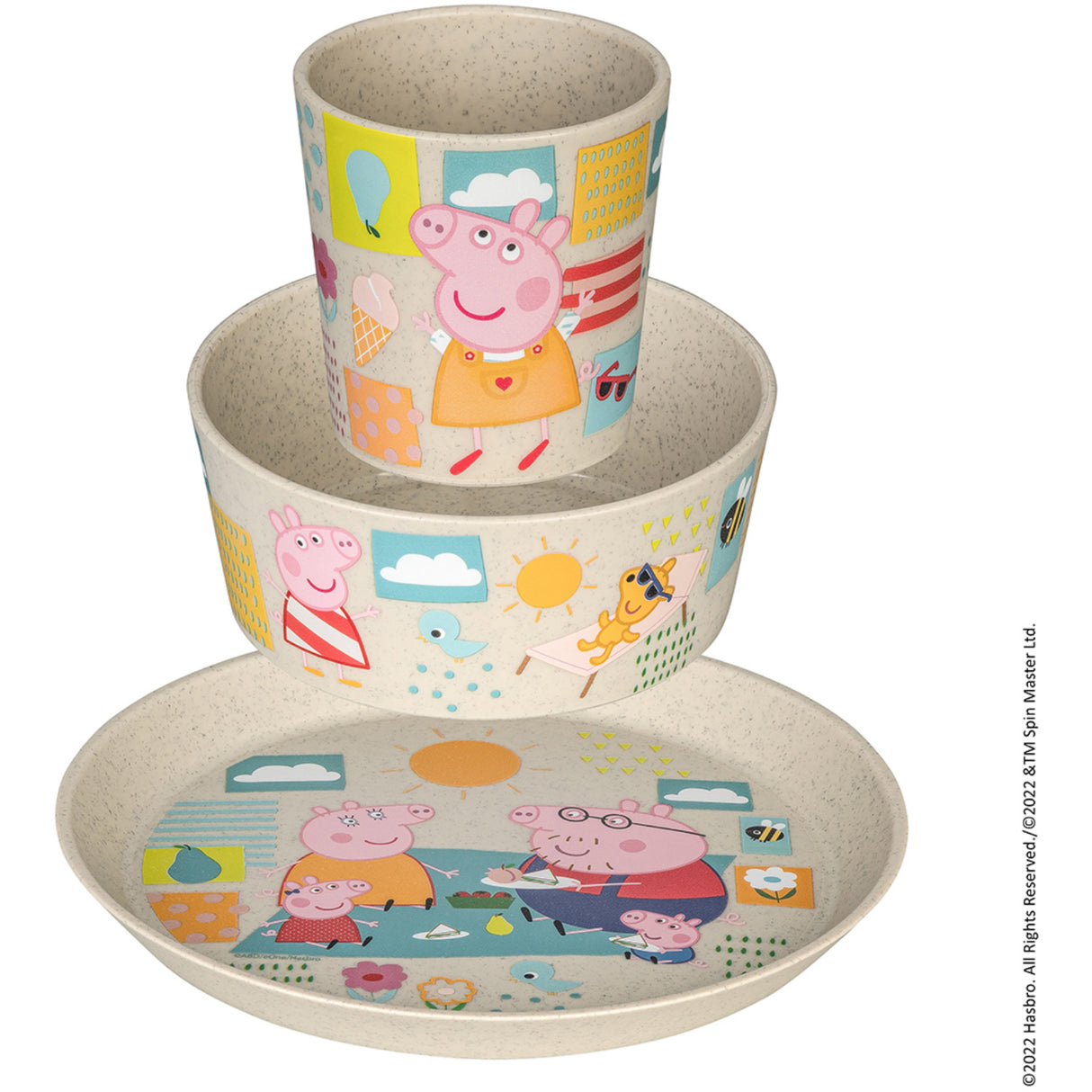 Koziol Organic Sand Small Plate + Bowl + Cup Connect Peppa Pig