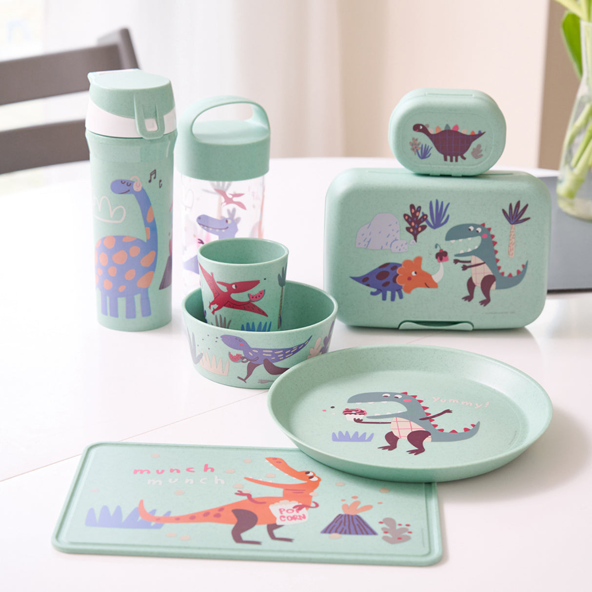 Koziol Organic Sage Green Small Plate + Bowl + Cup Connect Rex