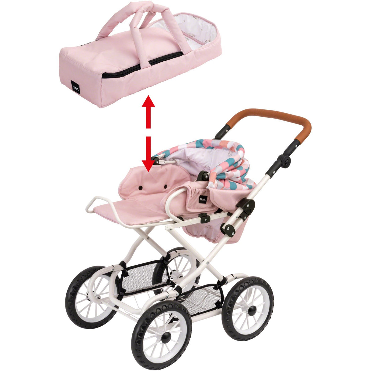 BRIO® Kombi Dukkevogn, Dråbemønster, Pink