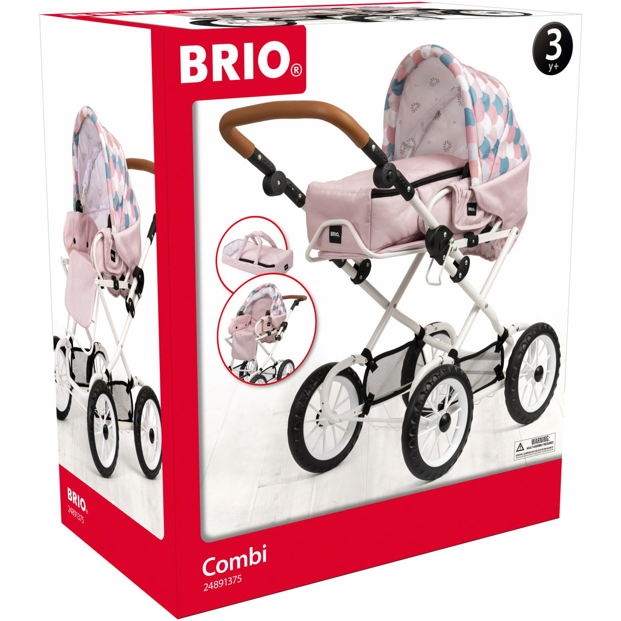 BRIO® Kombi Dukkevogn, Dråbemønster, Pink