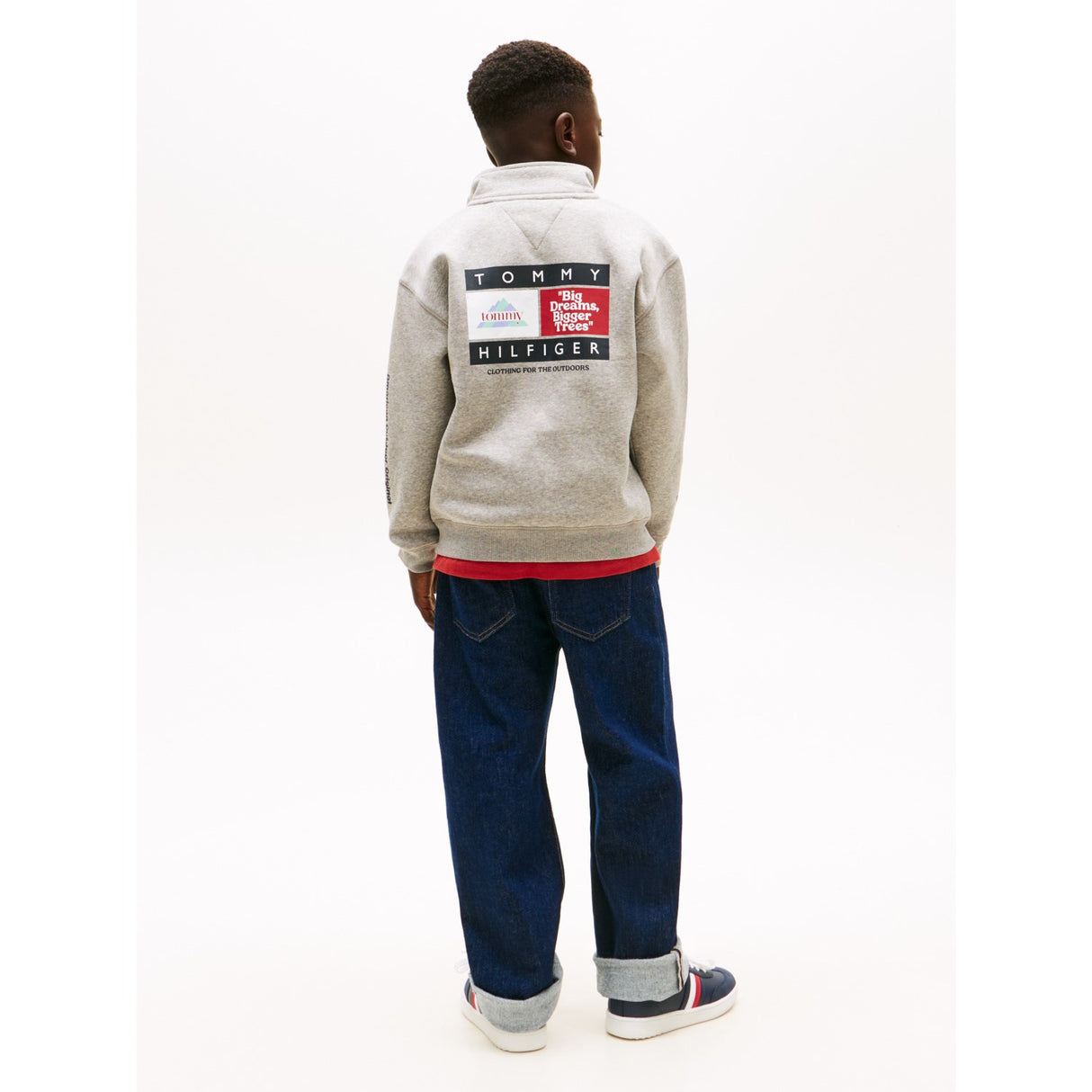 Tommy Hilfiger Mid Grey Heather Multi Print Half Zip Sweatshirt