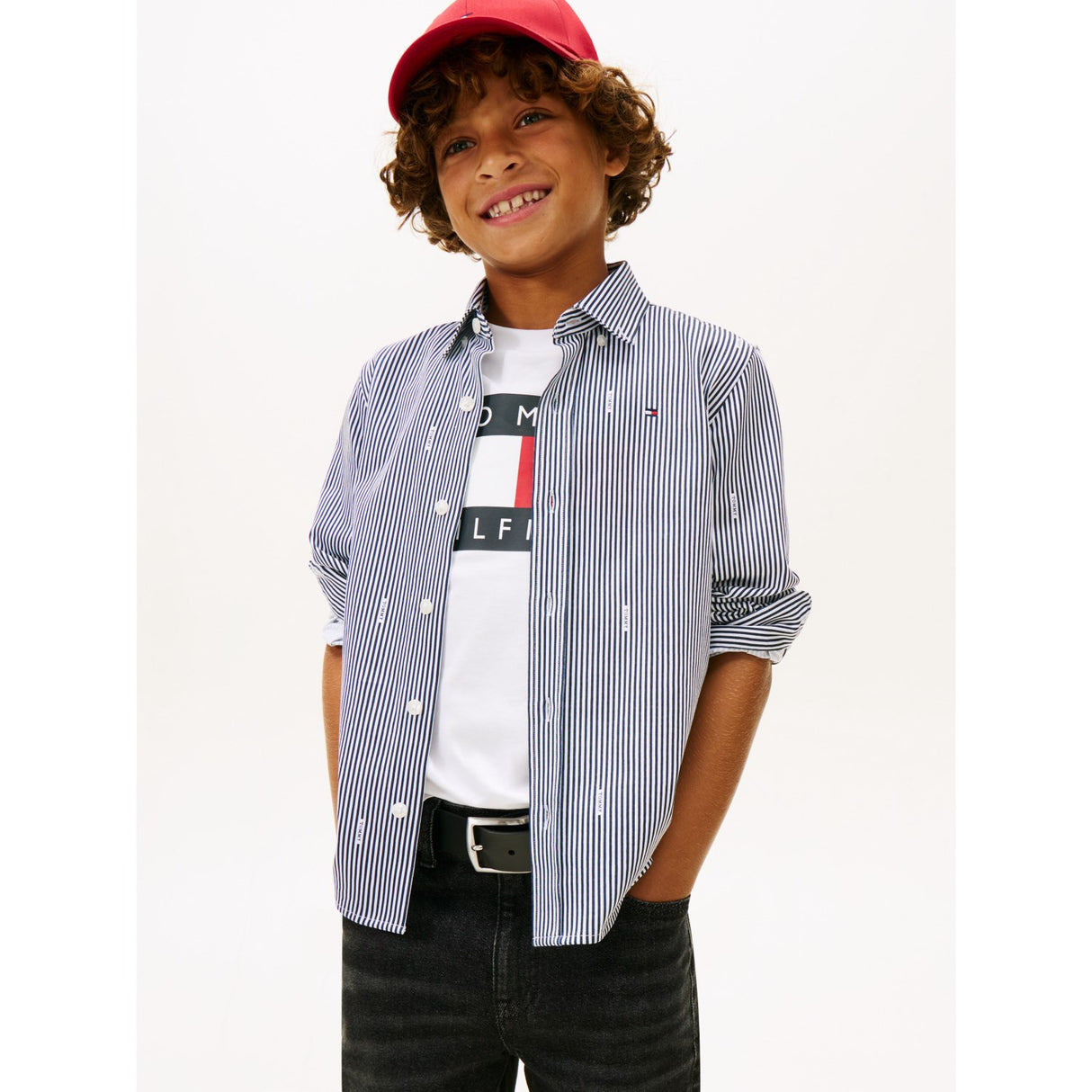 Tommy Hilfiger Dark Night Navy White Stripe Aop Jersey Shirt