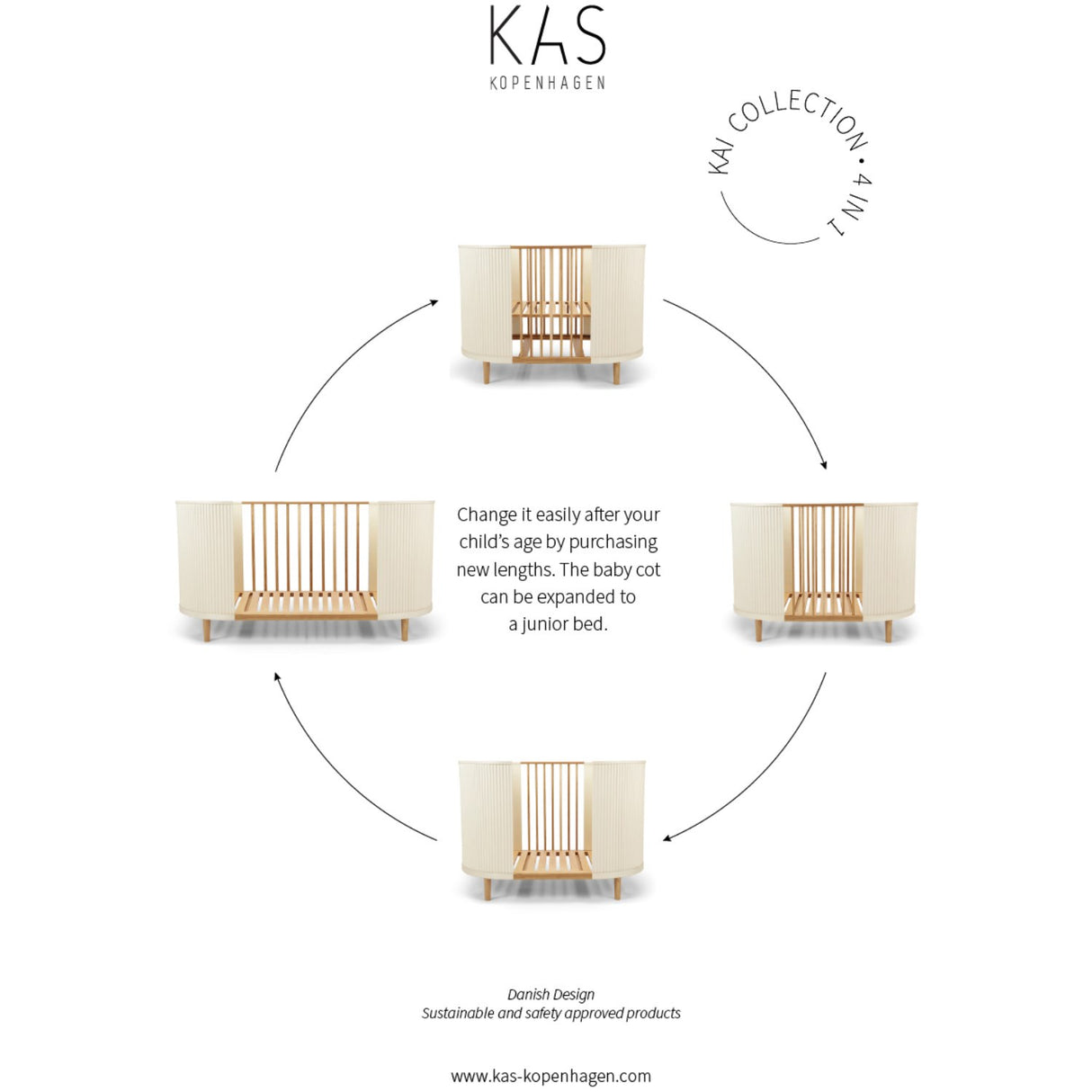 KAS Kopenhagen Oak Kai Baby Cot