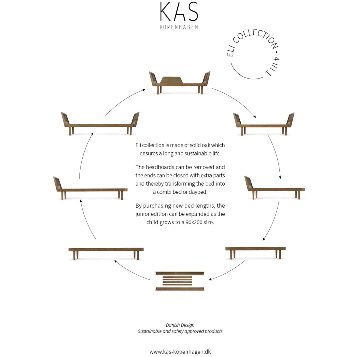 KAS Kopenhagen Smoked Oak Eli Combi Bed Junior