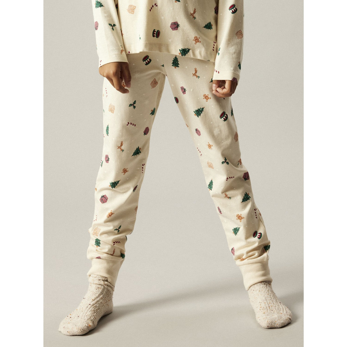 Name It Whitecap Gray Xmas AOP Nknvismas Ls Nightset