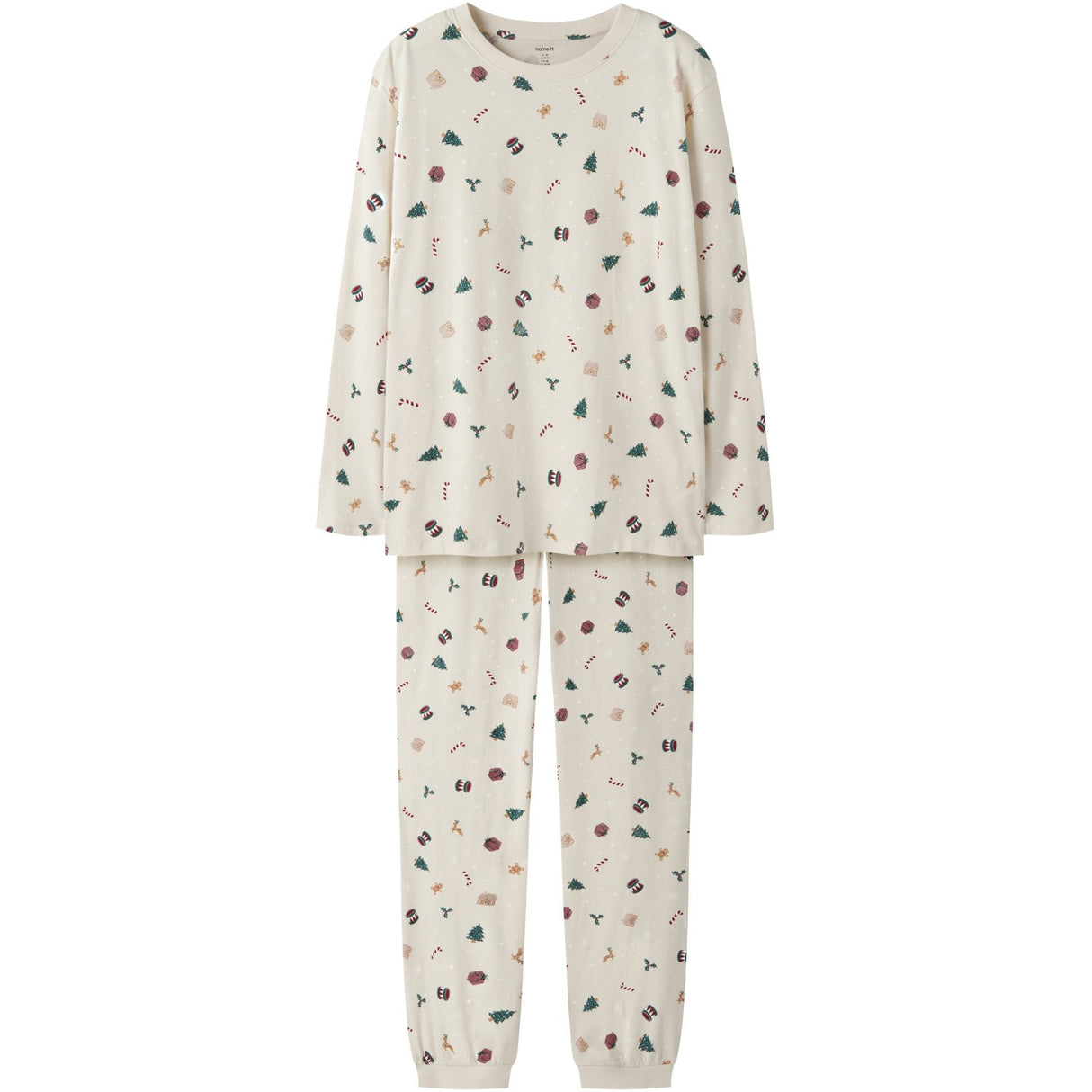 Name It Whitecap Gray Xmas AOP Nanvismas Ls Nightset Adult