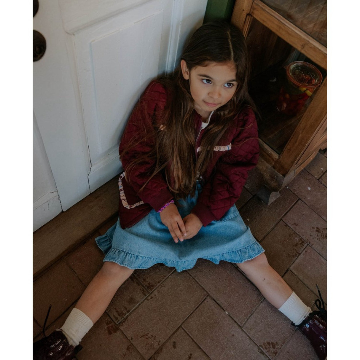 Fliink Burgendy Kota Reversible Flower Jacket