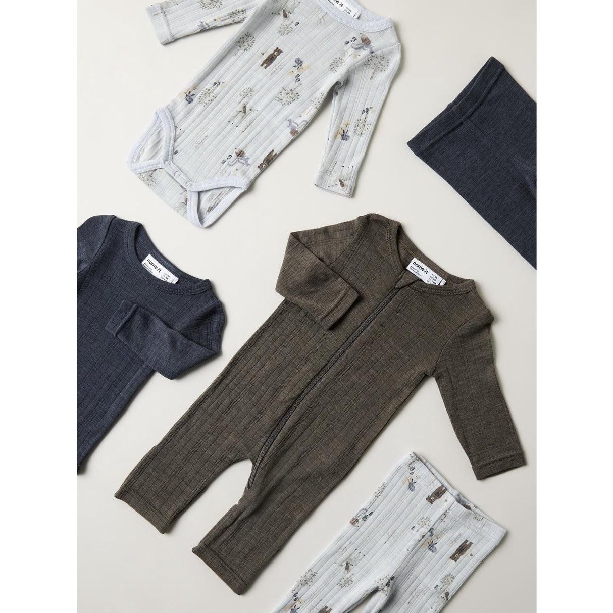Name It Morel Nbmwang Wool Needle Nightsuit Solid