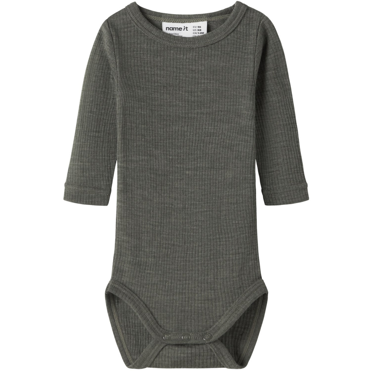 Name It Mulled Basil Nbnwax Wool Rib Ls Body Noos