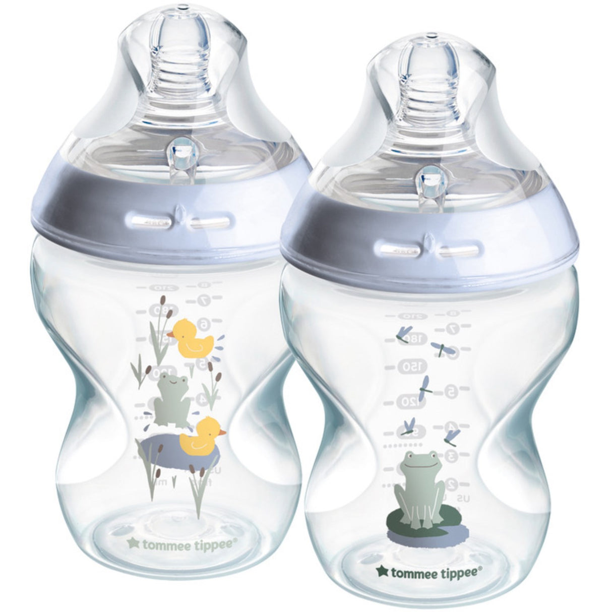 Tommee Tippee Natural Start Baby Bottle 2 X 260 Ml - Deco Blue
