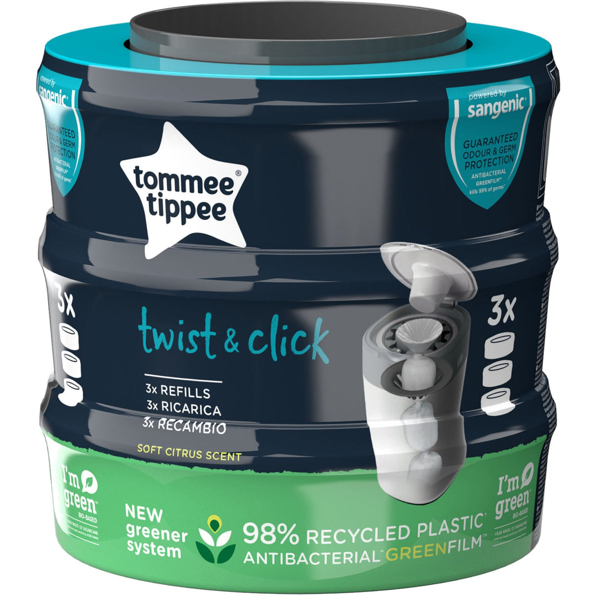 Tommee Tippee Sangenic Twist & Click Refill, 3-Pack