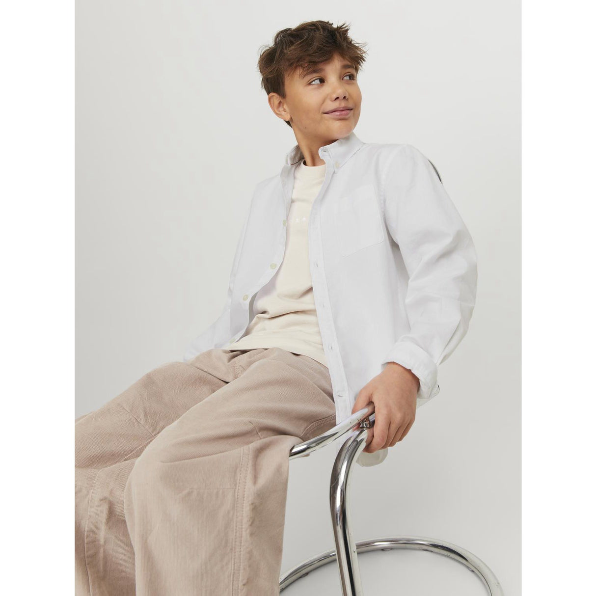 Jack & Jones Junior White Jjeoxford Shirt L/S Noos Jnr