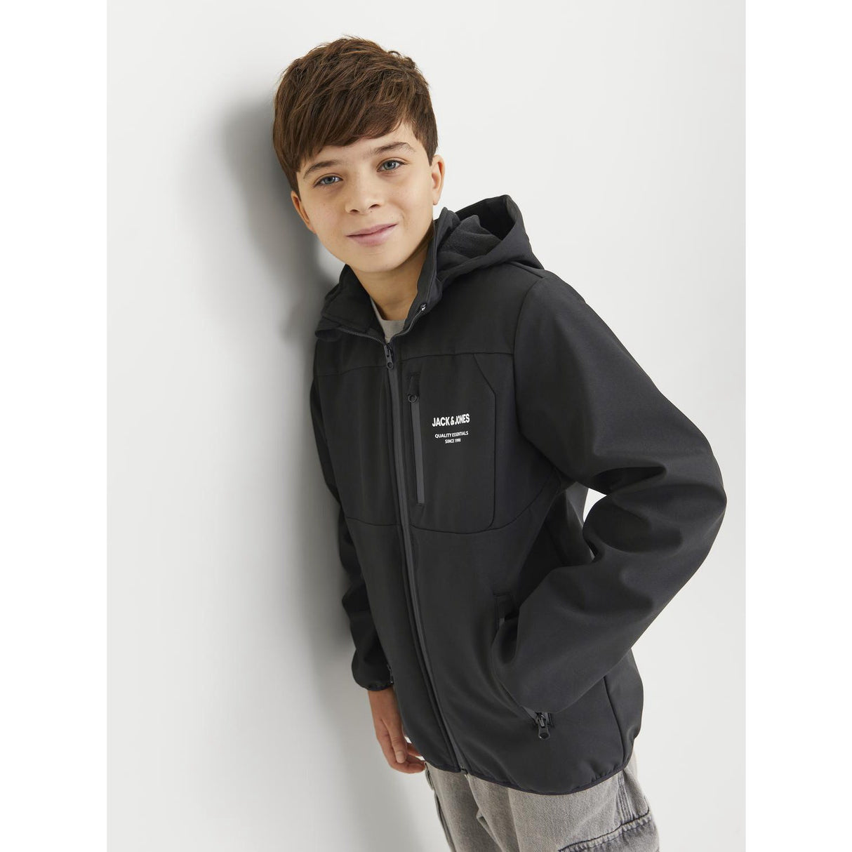 Jack & Jones Junior Black Jjetheo Softshell Jacket Noos Jnr