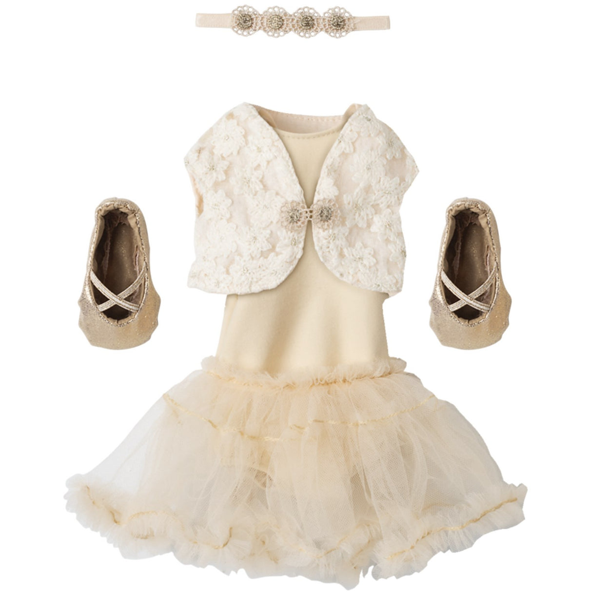 Maileg Balletdragt And Tylskørt Creme, Størrelse 3