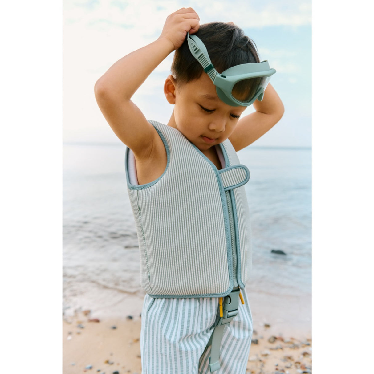 LIEWOOD Peppermint / Sandy Dove Seersucker Swim Vest