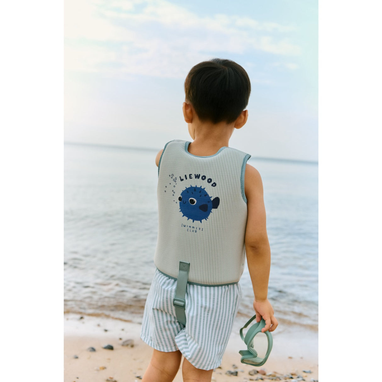 LIEWOOD Peppermint / Sandy Dove Seersucker Swim Vest