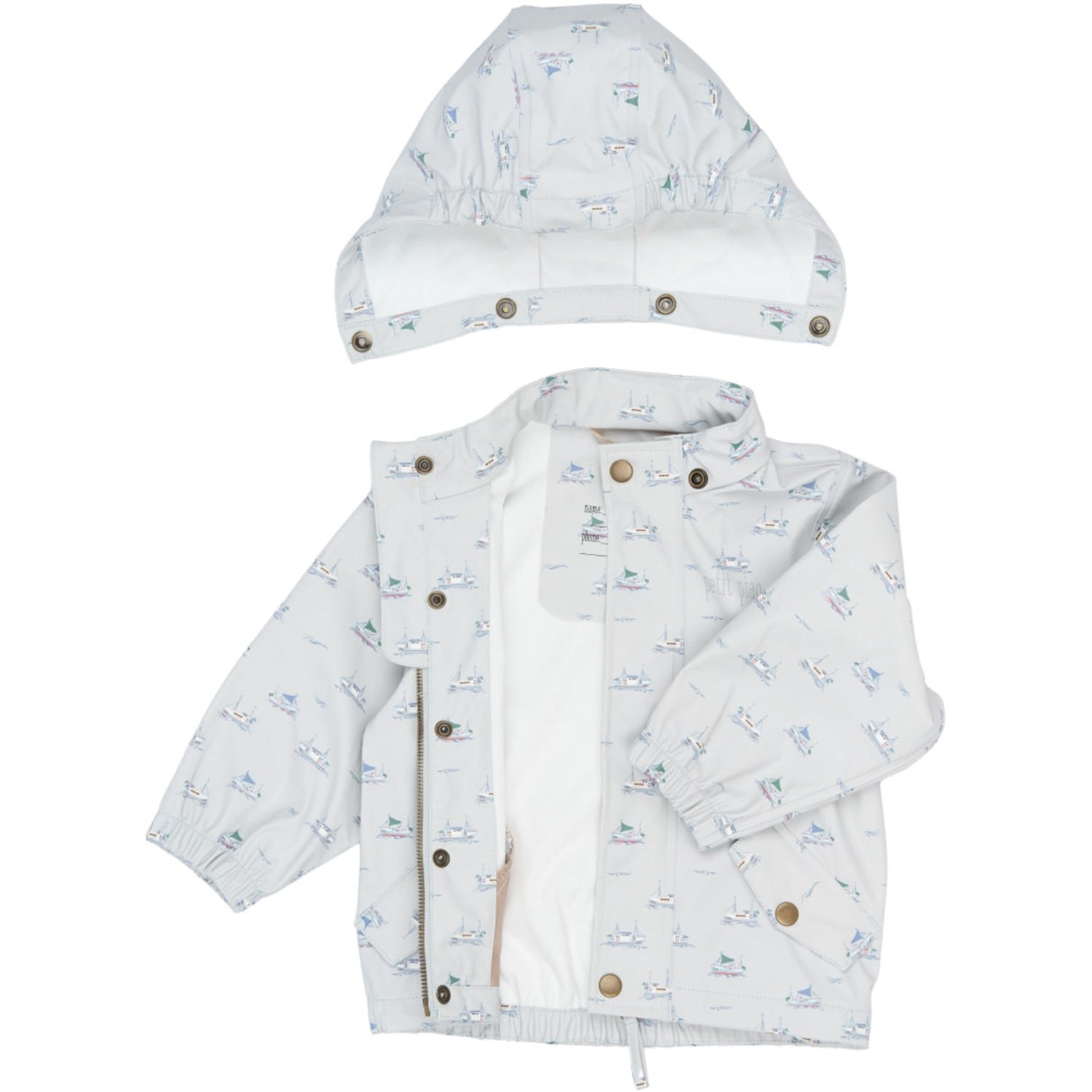 Petit Piao Pearl Blue Boat AOP PPDai Rainwear Set W. Susp.