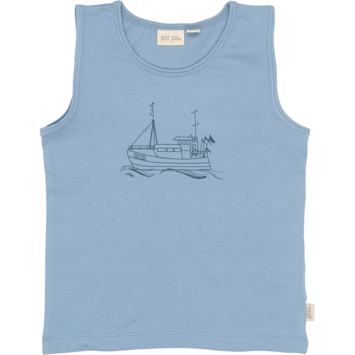 Petit Piao Illusion Blue Boat AOP PPStar Boys Undershirt 2-pack