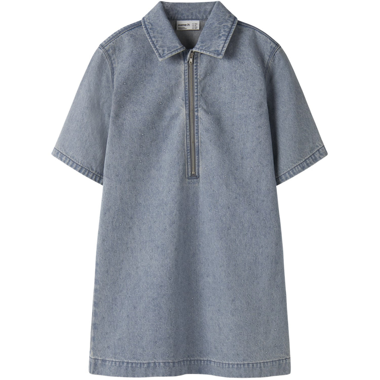 Name It Special Blue Grey Denim Nkfrain 2/4 Loose Dnm Dress 4577-Im