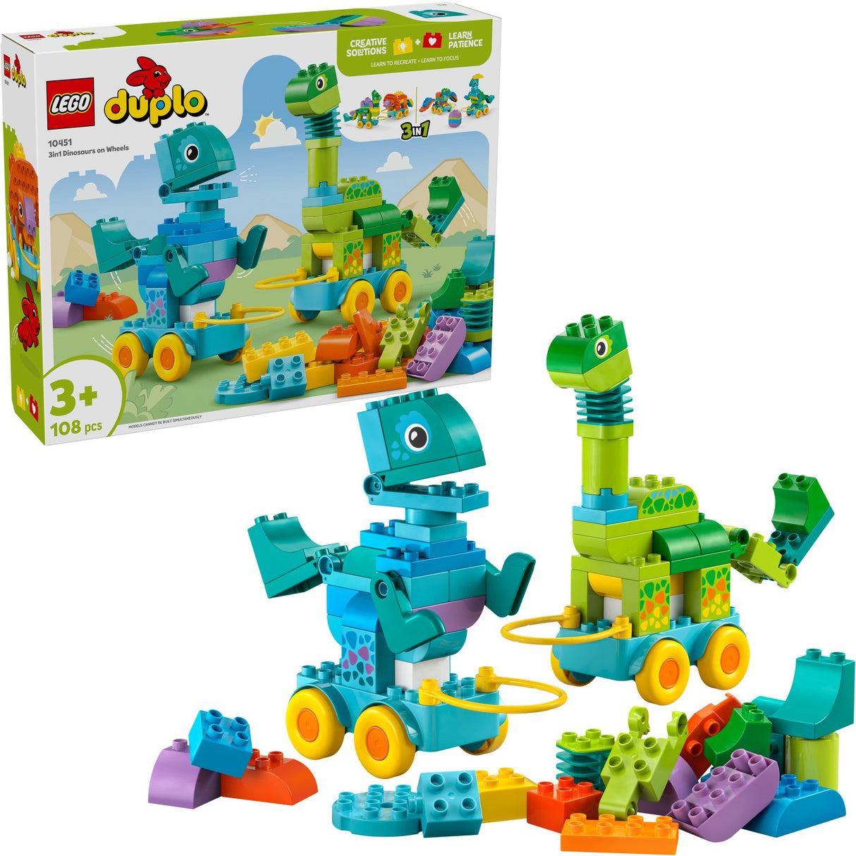 LEGO® DUPLO Town - 3-i-1-dinosaurer På Hjul 10451