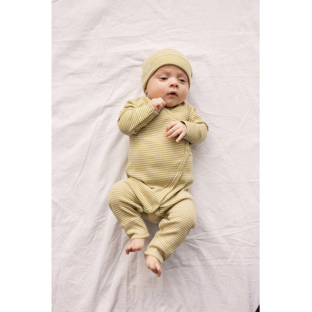 MarMar Newborn Modal Fine Rib Olive Stripe Rikke Onesie