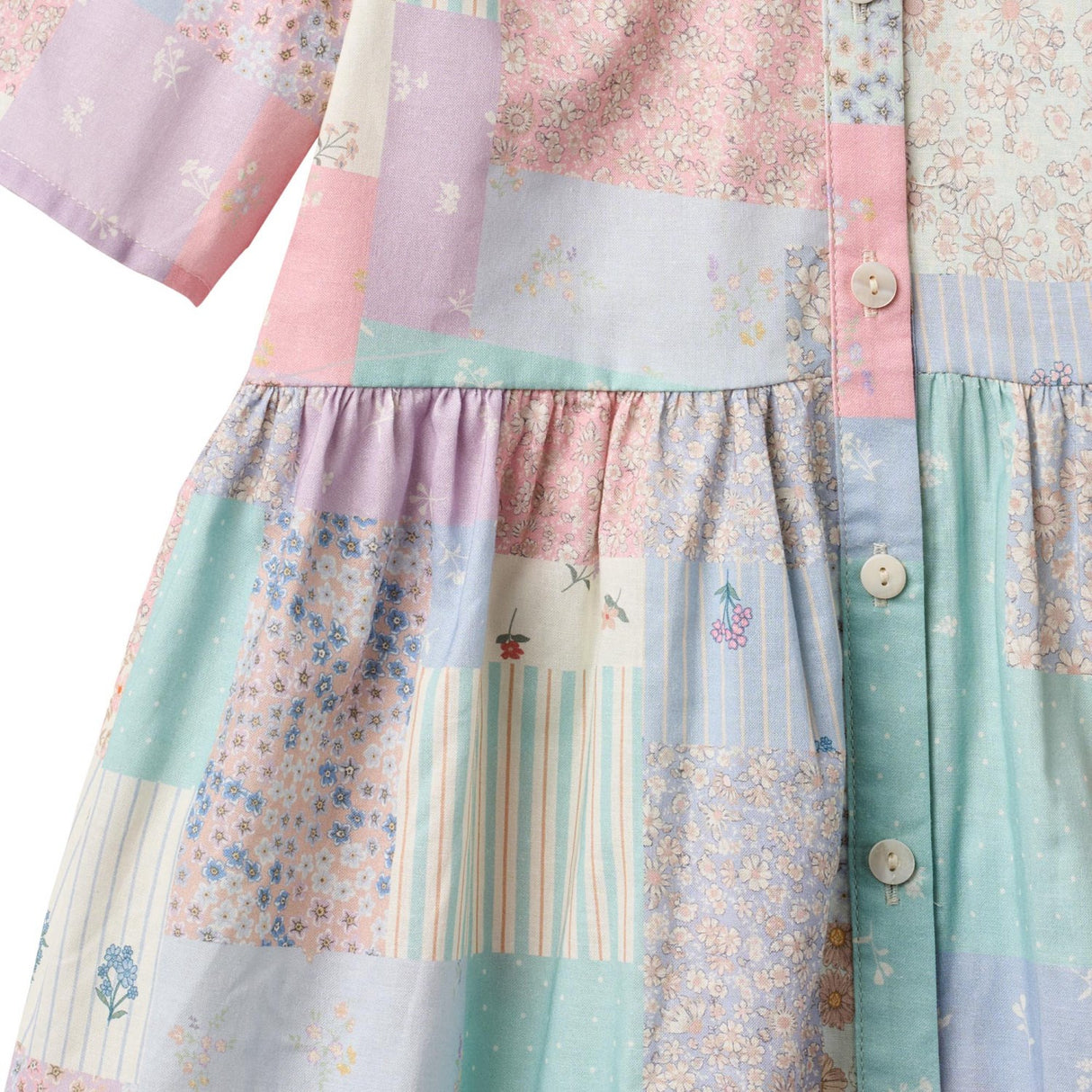 Wheat Patchwork Flowers Dress S/S Annabell