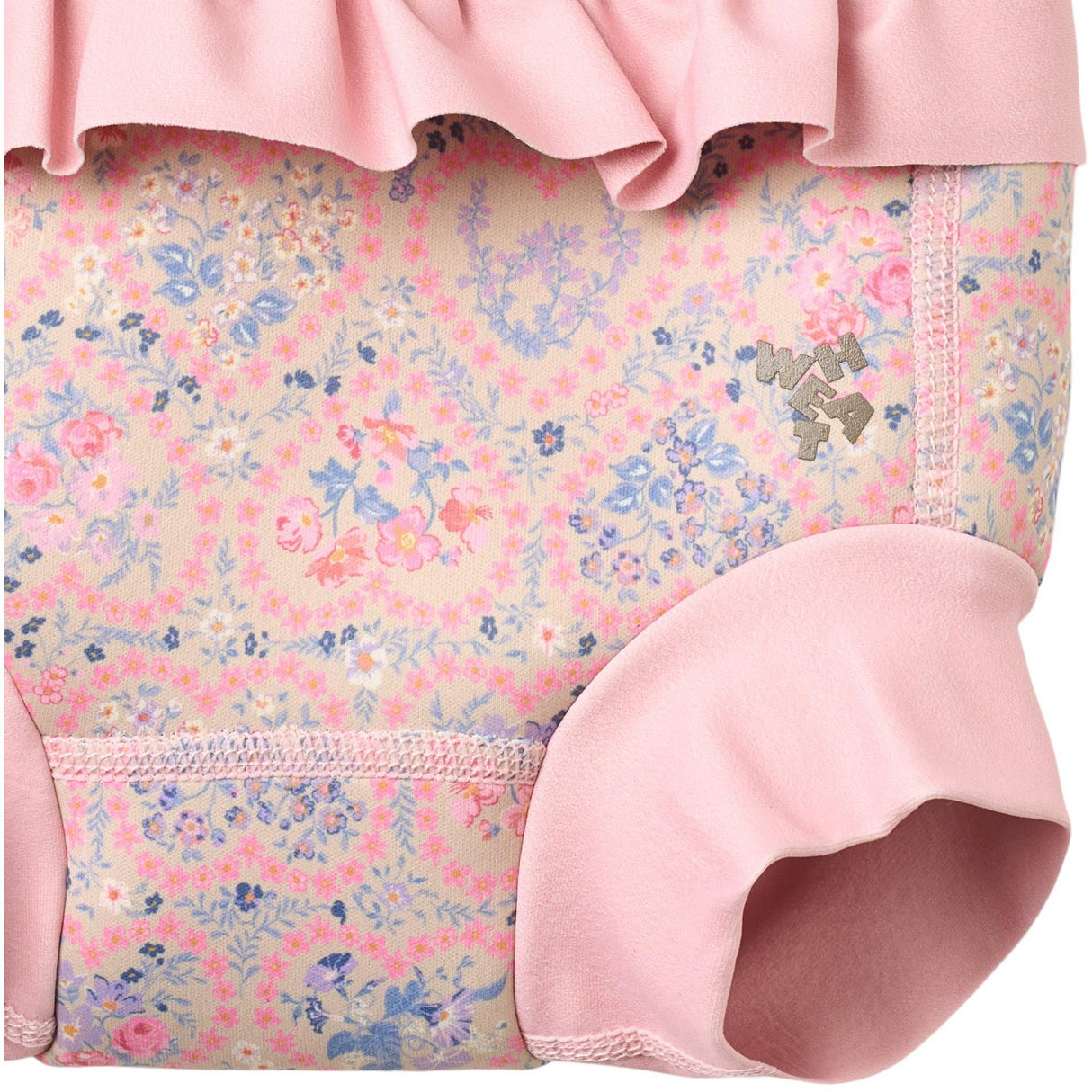 Wheat Pink Heart Flowers Neoprene Swim Pants Rita