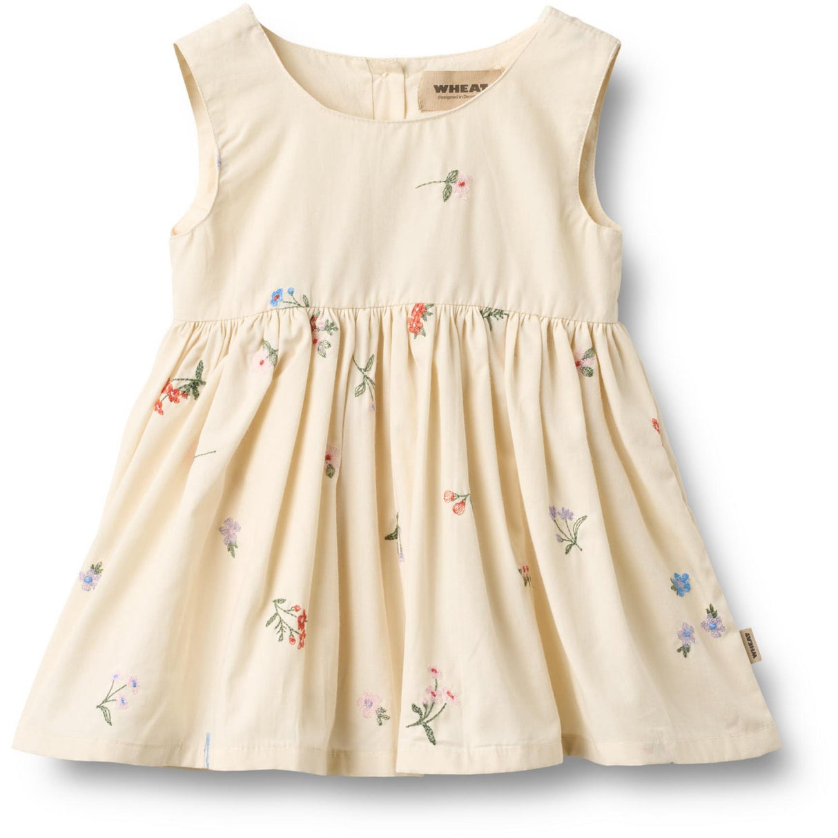 Wheat Ivory Embroidery Flowers Pinafore Wrinkle Sienna