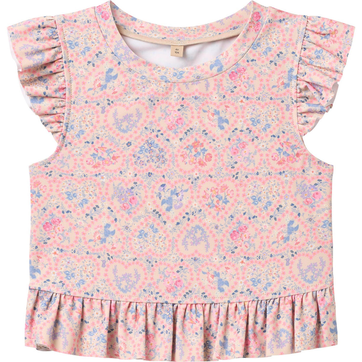 Wheat Pink Heart Flowers Swim Set 2-piece Alma