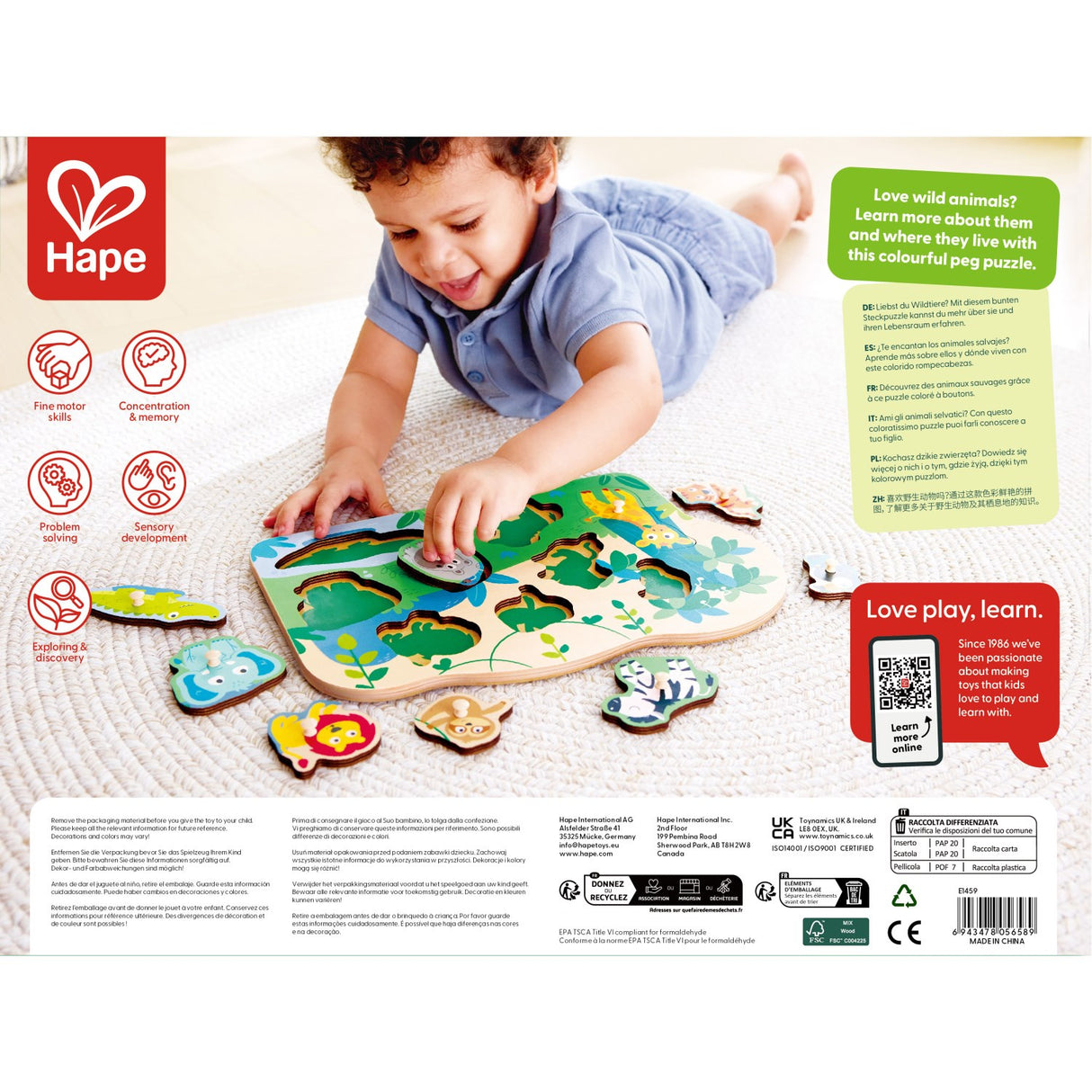 Hape Vilde Dyr Knoppuslespil