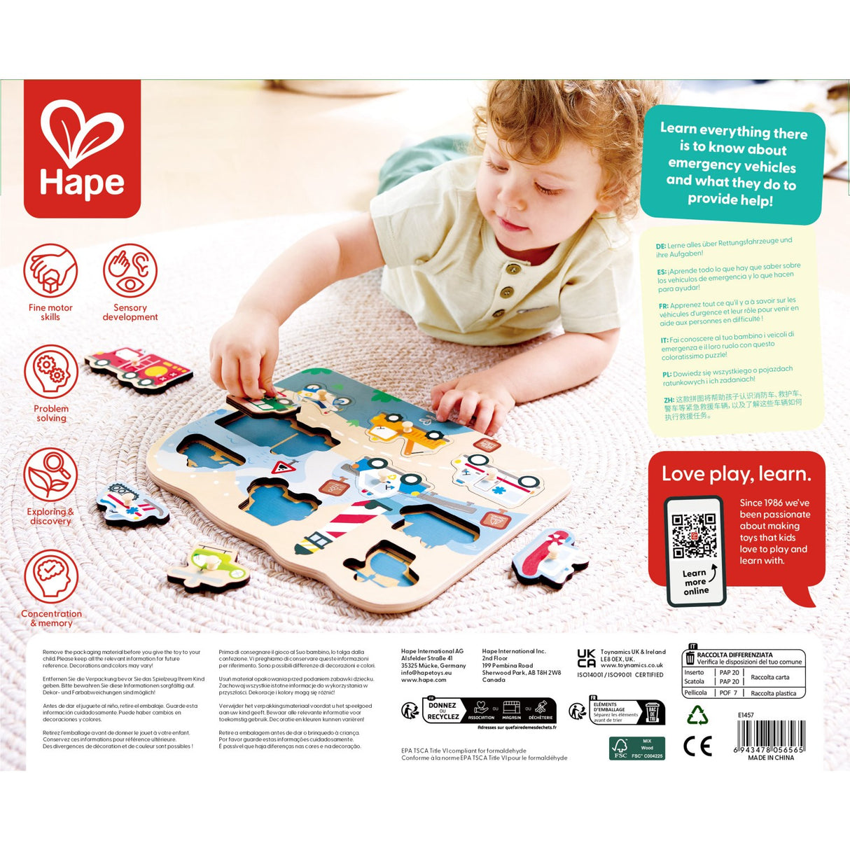 Hape Udrykningskøretøjer Knoppuslespil
