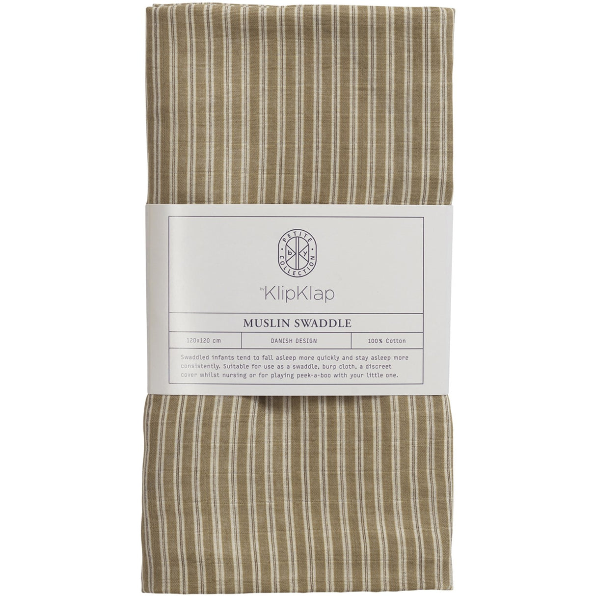 by KlipKlap Latte Alfred Stripe Swaddle