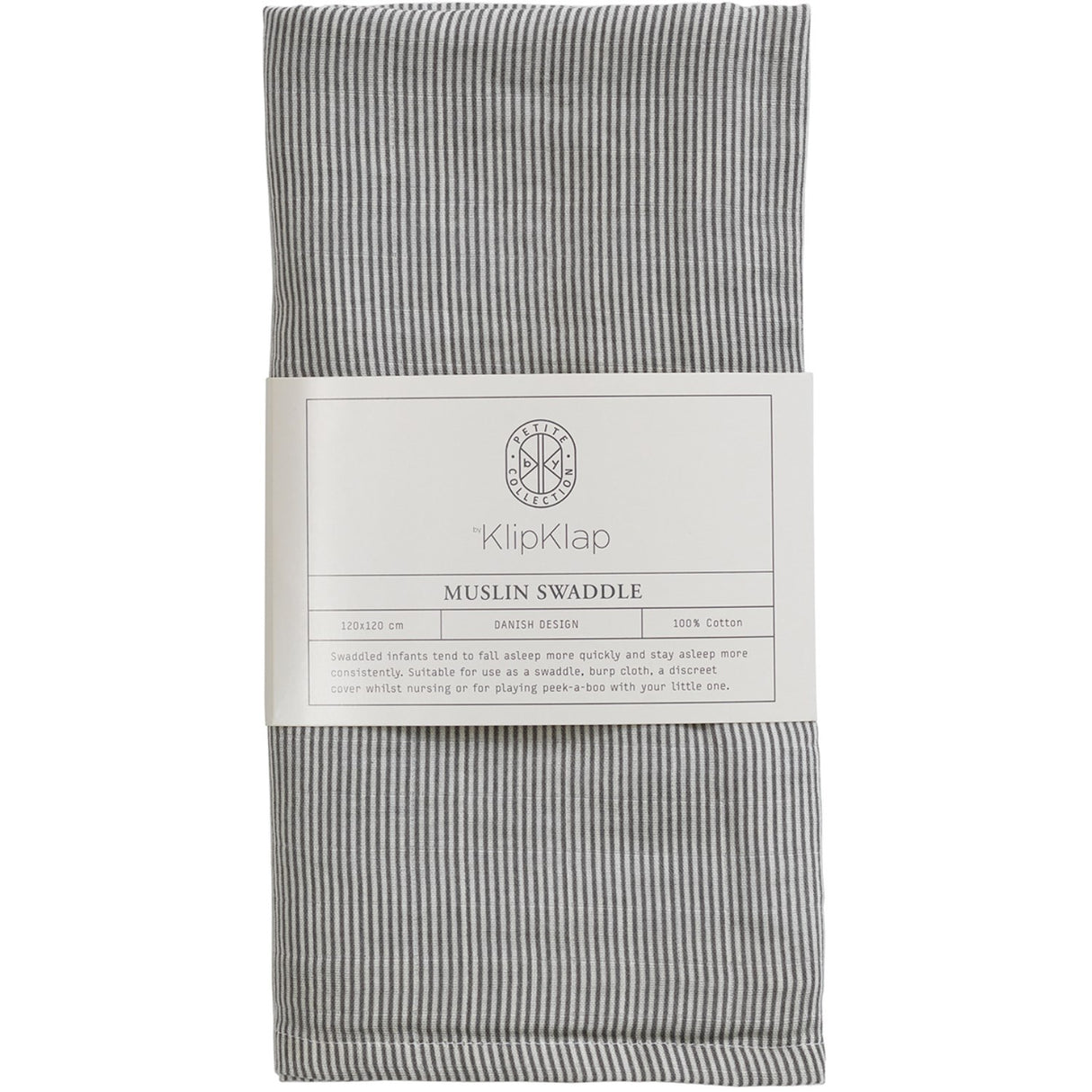 by KlipKlap Steel Grey Emil Stripe Swaddle