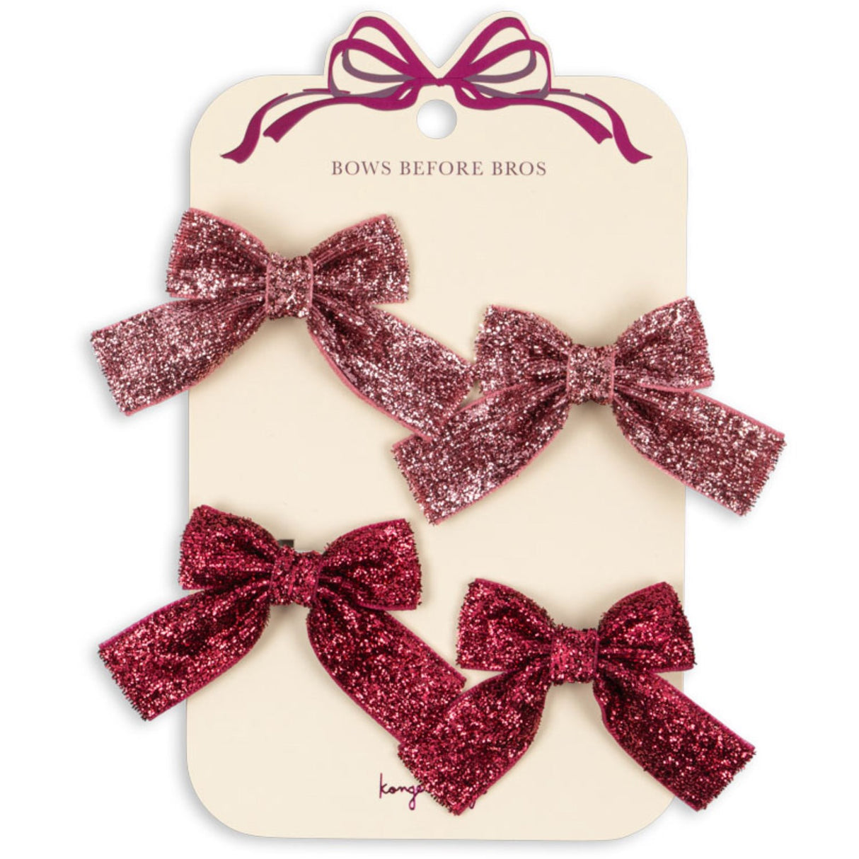 Konges Sløjd Pink Mix 4 Pack Glitter Bow Hair Clips