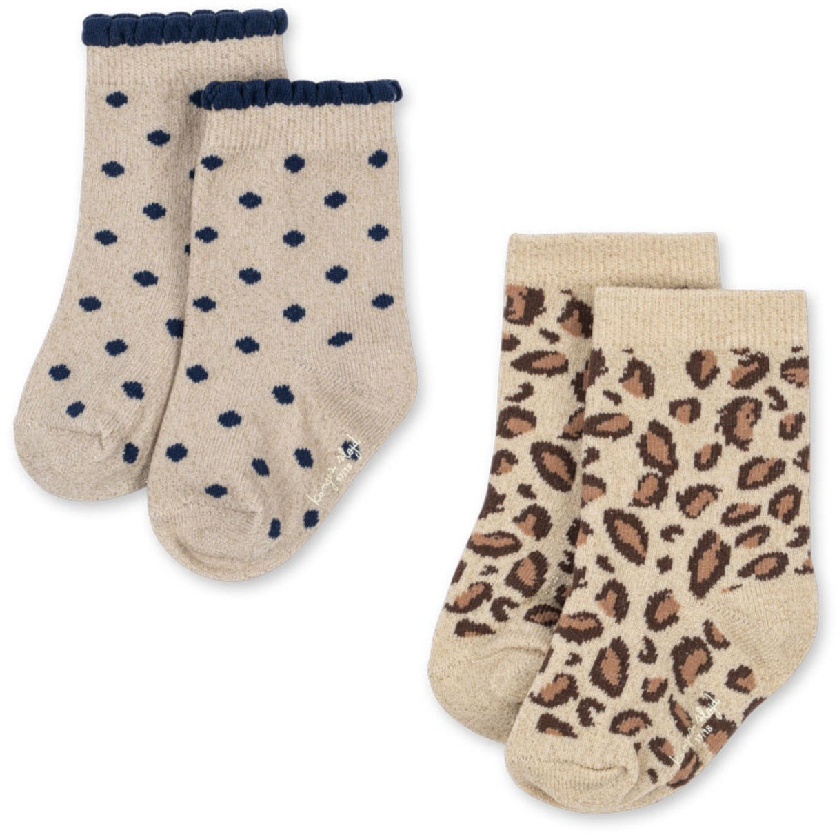 Konges Sløjd Leo/Dot 2 Pack Leo And Dot Glitter Jacquard Socks